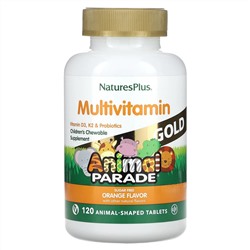 NaturesPlus, Animal Parade Gold, мультивитамины для детей, со вкусом апельсина, без сахара, 120 таблеток в форме животных