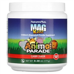 NaturesPlus, Mag Kidz, Animal Parade, добавка с магнием в виде порошка для детей, вкус вишни, 171 г (0,38 фунта)