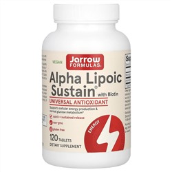 Jarrow Formulas, Alpha Lipoic Sustain, альфа-липоевая кислота с биотином, 300 мг, 120 таблеток