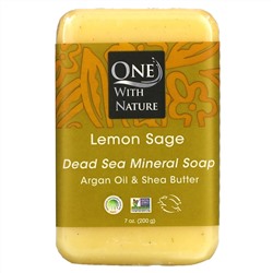 One with Nature, Dead Sea Mineral Soap Bar, Lemon Sage, 7 oz (200 g)