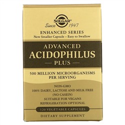 Solgar, Advanced Acidophilus Plus, 120 растительных капсул