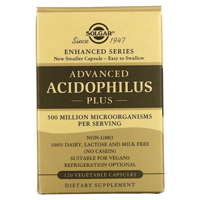 Solgar, Advanced Acidophilus Plus, 120 растительных капсул