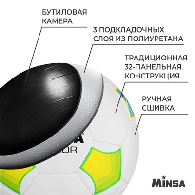 Мяч футбольный MINSA Junior, PU, ручная сшивка, 32 панели, р. 4