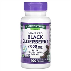 Nature's Truth, Sambucus Black Elderberry, 1000 мг, 100 капсул быстрого высвобождения