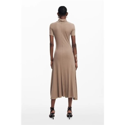 Midi dress with high neck