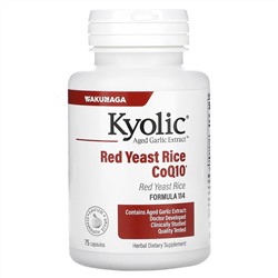 Kyolic, Aged Garlic Extract, красный ферментированный рис и CoQ10, 75 капсул