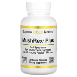 California Gold Nutrition, Fungiology, MushRex Plus, Full-Spectrum Mushroom Complex, Certified Organic, Immune Assist Micron, 120 Plantcaps