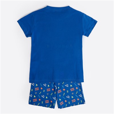 Admas - Pijama de 2 piezas - 100% algodón - estampado - azul