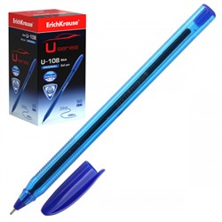 Ручка пишущий узел 1,0 мм, игольчатая, одноразовая, цвет чернил синий U-108 Original Stick Ultra Glide Technology Erich Krause 47595