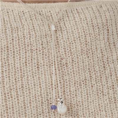 Collar Teddy Bear - plata 925/1000 (22 kt) - perla cultivada de agua dulce - tanzanita