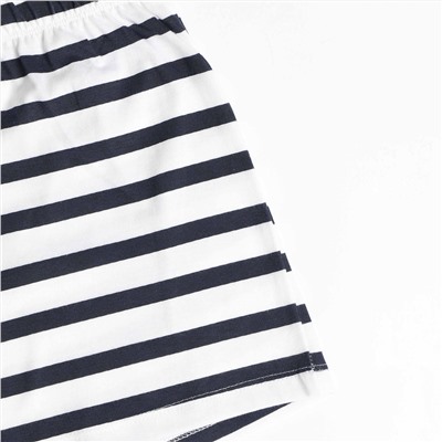 Admas - Pijama de 2 piezas - 100% algodón - azul marino y blanco