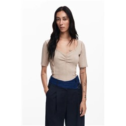 Ruched neckline T-shirt