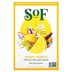 SoF, кусковое мыло тройного помола с маслом ши, лимонная вербена, 170 г (6 унций)