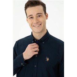 Мужская темно-синяя базовая рубашка с длинным рукавом Неожиданная скидка в корзине