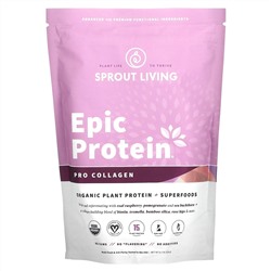 Sprout Living, Epic Protein, органический растительный протеин и суперпродукты, профессиональный коллаген, 364 г (0,8 фунта)