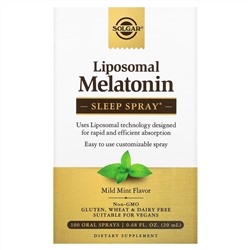 Solgar, Liposoman Melatonin, спрей для сна, мягкая мята, 100 спреев для полости рта, 20 мл (0,68 жидк. Унции)