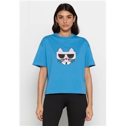 KARL LAGERFELD - CHOUPETTE TIE DYE - принт на футболке - синий