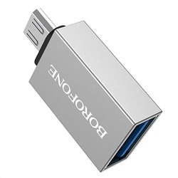 Адаптер Borofone BV2 Micro USB OTG Adapter (silver)