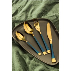 Набор столовых приборов, Magistro «Виконт», 4 предмета, цвет металла золотой, синие ручки