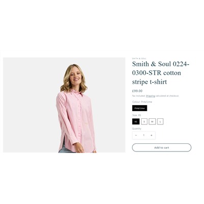 Smith & Soul Германия Рубашка Женская Полоска Розовая /лайм  Остаток Экспорта