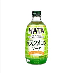 HATA KOSEN Напиток Musk Melon Soda газированный безалкогольный со вкусом Мускатной Дыни, 300 мл., стеклянная бутылка