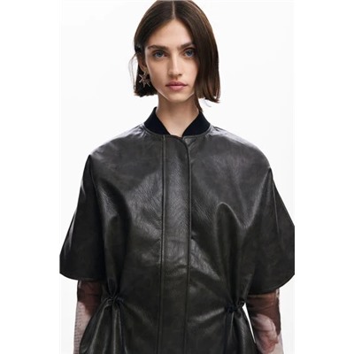 Leather-effect poncho