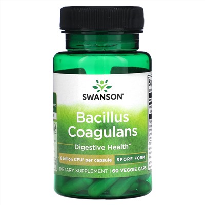 Swanson, Bacillus Coagulans, 6 млрд КОЕ, 60 растительных капсул