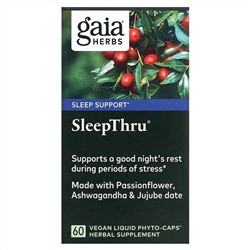 Gaia Herbs, SleepThru, 60 растительных фито-капсул с жидкостью