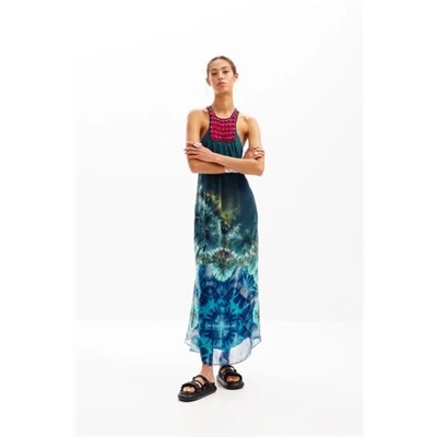 Long arty tie-dye dress