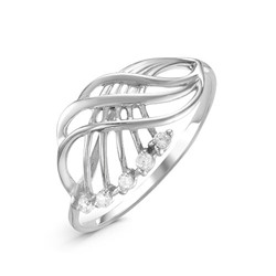 Серебряное кольцо с  бесцветными фианитами 613