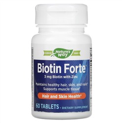 Натурес Вэй, Biotin Forte, биотин с цинком, 3 мг, 60 таблеток