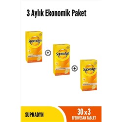 Supradyn 30x3 Efervesan Tablet 3 Aylık Düzenli Kullanım L Zeytin Polifenolü, Ginseng, Multivitamin V