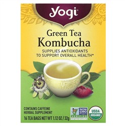 Yogi Tea, зеленый чай комбуча, 16 чайных пакетиков, 32 г (1,12 унции)