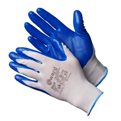 Gward Blue, Перчатки из белого нейлона с синим нитриловым покрытием