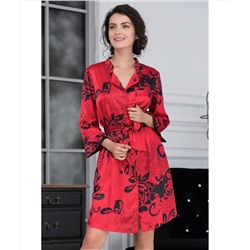 Женский атласный халат-рубашка 8447 "Da Vinci" красный, Mia-Amore (Италия)