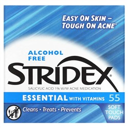 Stridex, Single-Step Acne Control, не содержащие спирта , 55 мягких салфеток, 4.21 в каждой