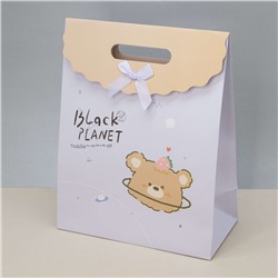 Пакет подарочный (M) «Black planet hare», pink (31.5*24.5*12.5)