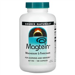 Source Naturals, Magtein, магний L-треонат, 667 мг, 180 капсул