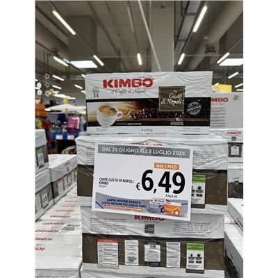 Кофе Kimbo 4*250 гр крепость 10/13