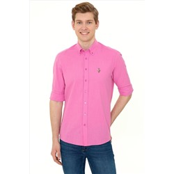 Мужская розовая базовая рубашка с длинным рукавом Неожиданная скидка в корзине