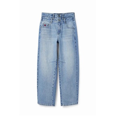 Double-waistband balloon jeans