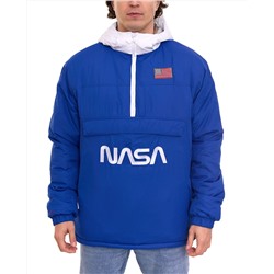 К1Х | Мужская куртка с капюшоном Kickz NASA Urban Hooded, стильная переходная куртка с карманом-кенгуру1193-1253-4027 синяя