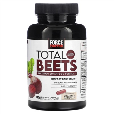 Force Factor, Total Beets, формула суперфуда из свеклы, 90 растительных капсул