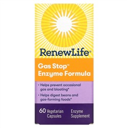 Renew Life, Формула с ферментами против газов, 60 вегетарианских капсул