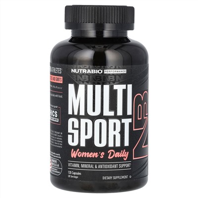 NutraBio, MultiSport, для женщин, на каждый день, 120 капсул