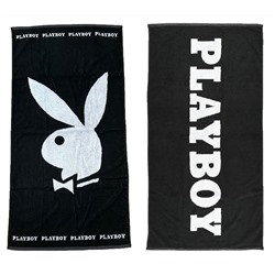 Хлопковое банное полотенце PLAYBOY x DEF махровое полотенце полотенце для душа 70см x 140см DFPBTW100 с надписью кролика или логотипом, черный/белый