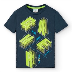 Camiseta - punto - estampado - 100% algodón - azul marino y verde lima