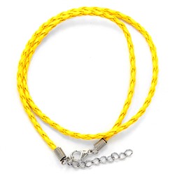 SH003Y Кожаный плетёный шнурок с застёжкой, цвет жёлтый