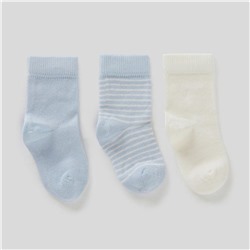 Socken x 3 - himmelblau und cremeweiß