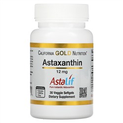 California Gold Nutrition, астаксантин, чистый исландский продукт AstaLif, 12 мг, 30 растительных мягких таблеток